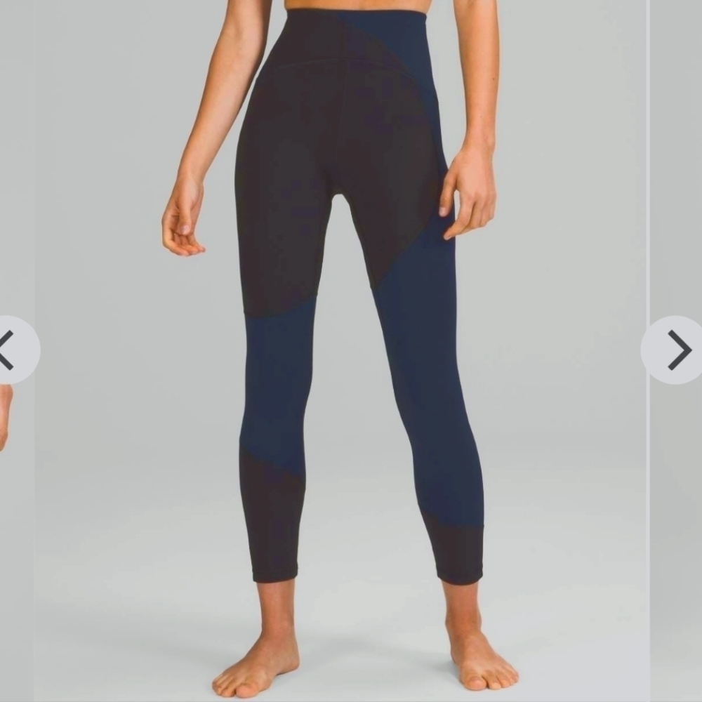 Lululemon Nulu Colourblock High Rise Leggings black true 25" navy 8 *